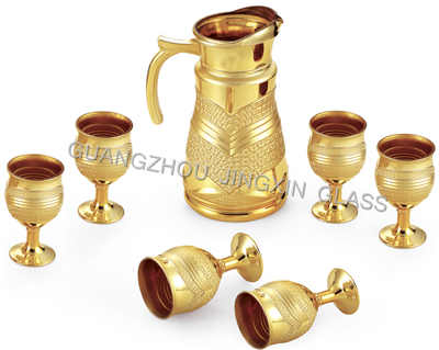 Beautiful golden plated glass water set