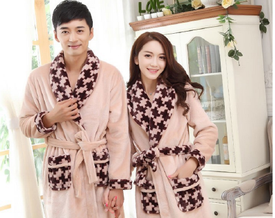 Winter flannel Couples gown Thickened Coral velvet men and women Bathrobes