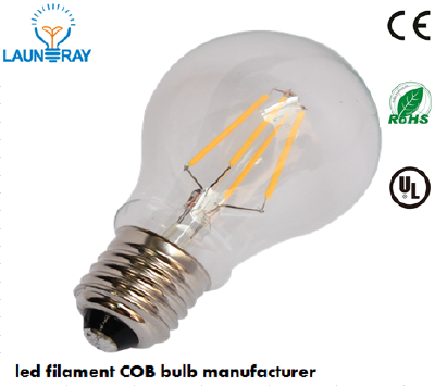 Hot Sale LED Edison Filament A60 Bulb 4W 2200-7000k with E26 E27 B22