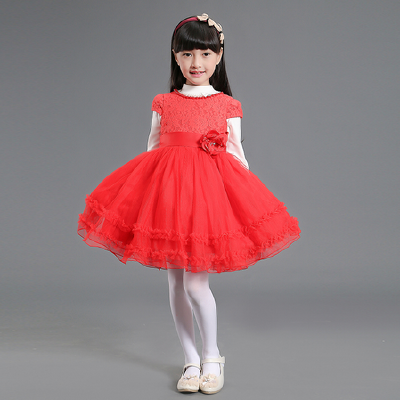 Top sale short sleeve red bead chidren Prom Dress chidlrengirldresschilddress for party