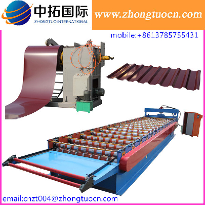 steel coil decoiling machine, roof corrugated machine, metal roof tile
