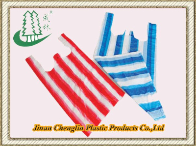 Printed Plastic Shopping Bag With Strip