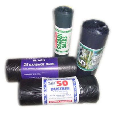 HDPE recycled black garbage bags on roll