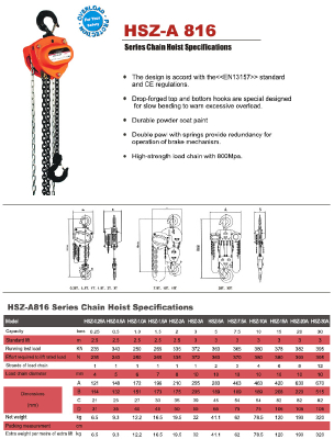 HSZ-A816 Series Chain Hoist