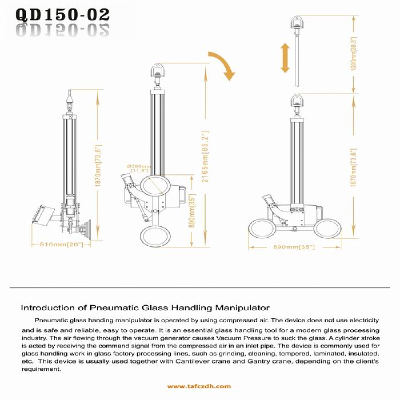 Pneumatic glass handling manipulator