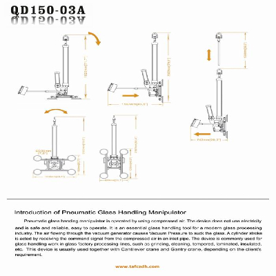 Pneumatic glass handling manipulator