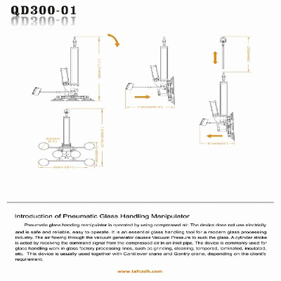 Pneumatic glass handling manipulator