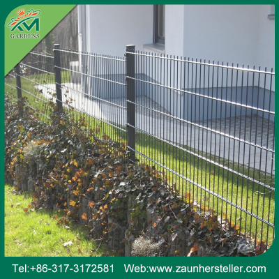 Powder coated double wire fence