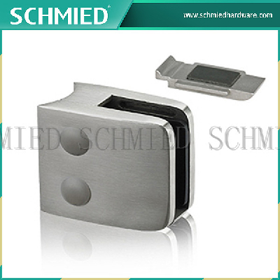 decorative wrought iron parts stainless steel square corner satin mirrorglass clamp