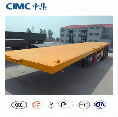 CIMC 3 Axles Container Flatbed Semi Trailer 20ft 40ft Transportation Use