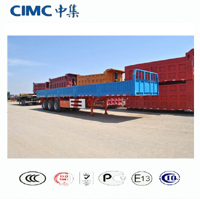 CIMC 3 Axle Cargo Semi Trailer With Side Wall For Sale