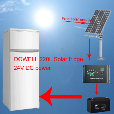 DOWELL solar fridge 220L double door