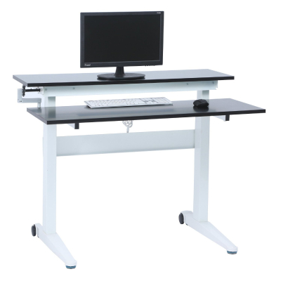 Height Adjustable Office Desk Computer Workstation with Casters DoubleShelf DD01HGWB