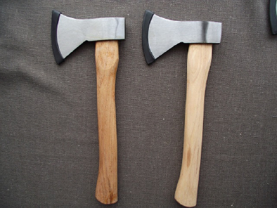 Axe with hickory handle