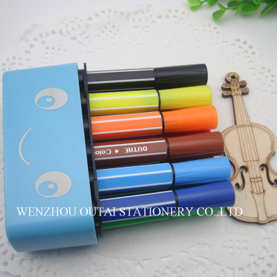 OUTAE Plastic Water Color Pen Colorful 12pcs Art Marker Water Color PenSet For Kids Drawing