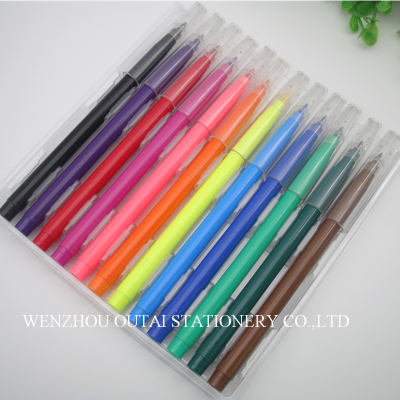 OUTAE Plastic Water Color Pen Colorful 12pcs Art Marker Water ColorPenSet For Kids Drawing OT-868